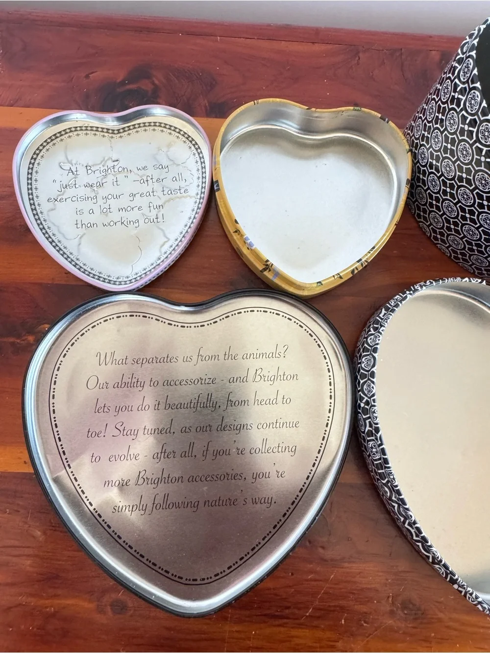 Brighton Heart Tin Box Lot of 3 Jewelry Keepsake Storage Boxes